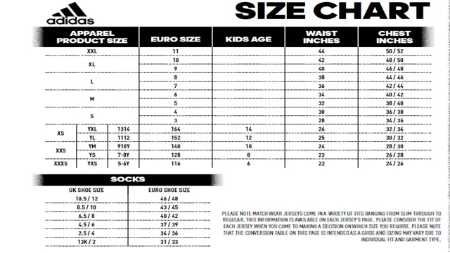 Adidas Basketball Jersey Size Chart