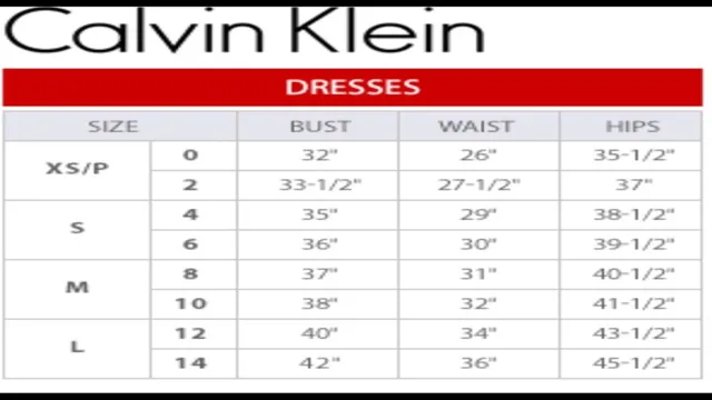 Calvin Klein Dress Size Chart