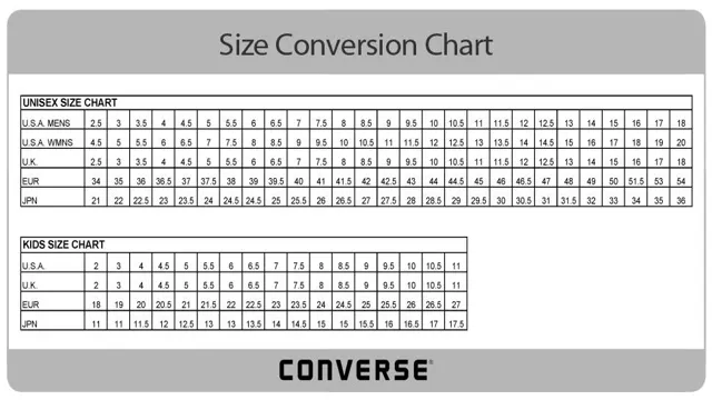 Converse Chuck Taylor Size Chart