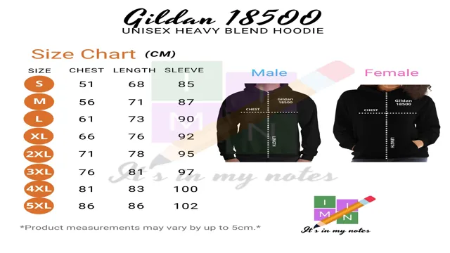 Gildan Heavy Blend Hoodie Size Chart