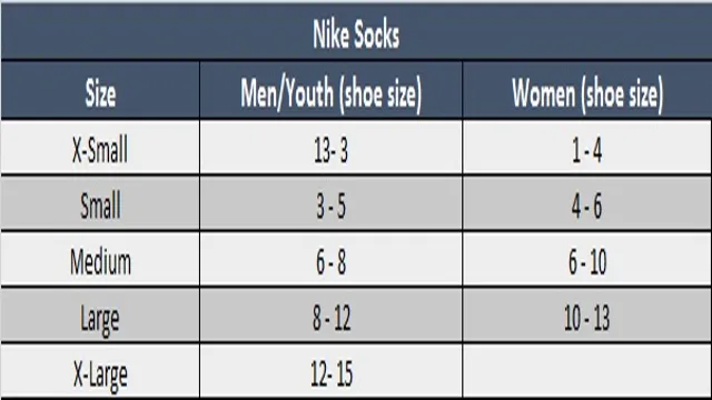 Nike Youth Socks Size Chart