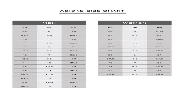 Shoes Adidas Shoes Size Chart