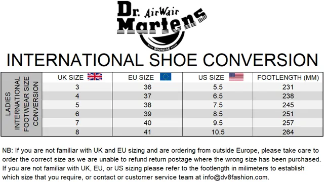 Shoes Dr Martens Shoe Size Chart