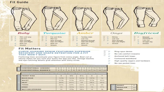 ariat jeans size chart women's