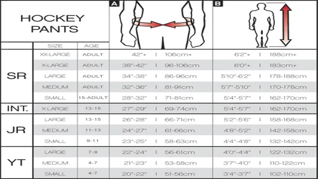 bauer hockey pants size chart