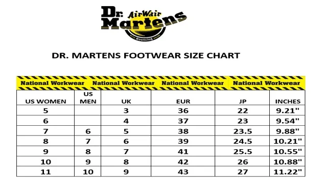 dr martens kids size chart