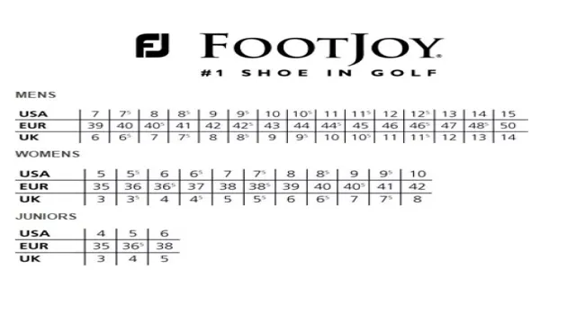 footjoy golf glove size chart