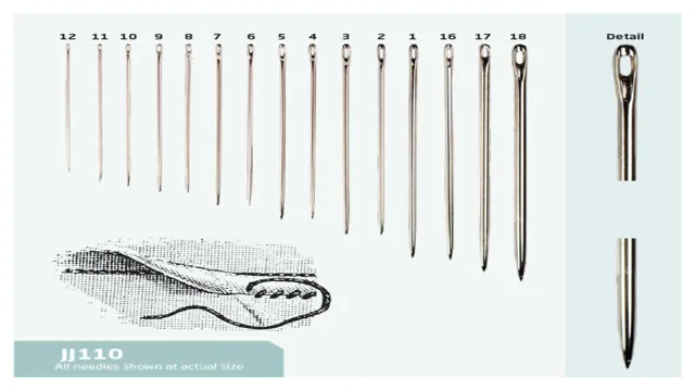 hand sewing needle size chart