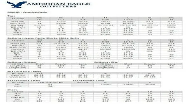 Abercrombie Sizes Compared To American Eagle American Eagle Jeans Size Chart – SizeChartly