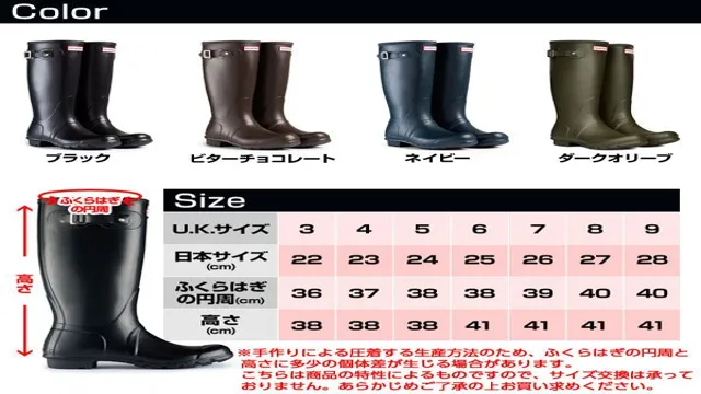 hunter rain boots size chart